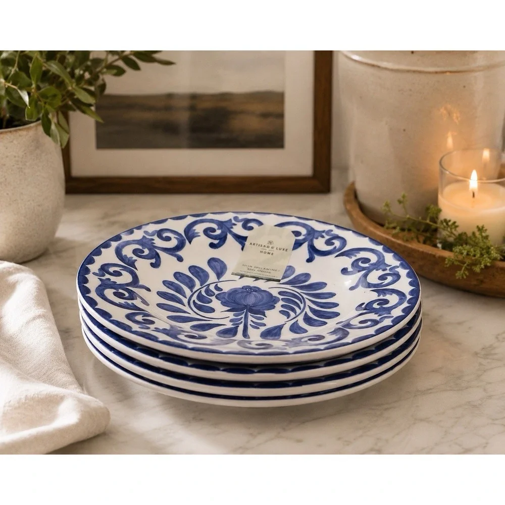 Artisan de Luxe Rose SCROLL MELAMINE Salad Plates 9